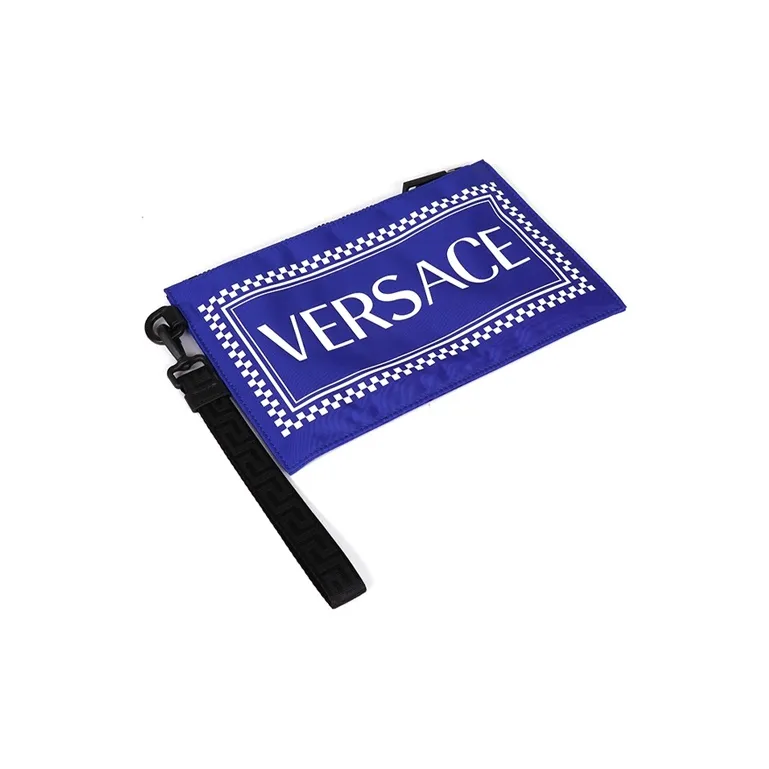 VERSACE Nylon Fabric Clutch Medium Size Unisex Blue-2