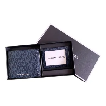 MICHAEL KORS Billford Canvas 3 in 1 Card Holder Wallet Men's Navy Blue