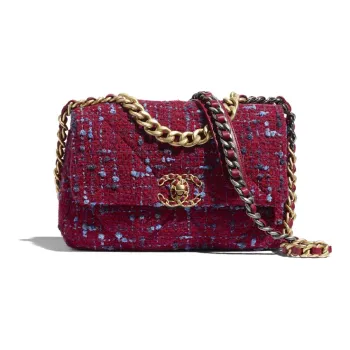 CHANEL 19Bag Soft Tweed Fabric Flap Bag, Shoulder Bag, Crossbody Bag Women's Covered With Pink