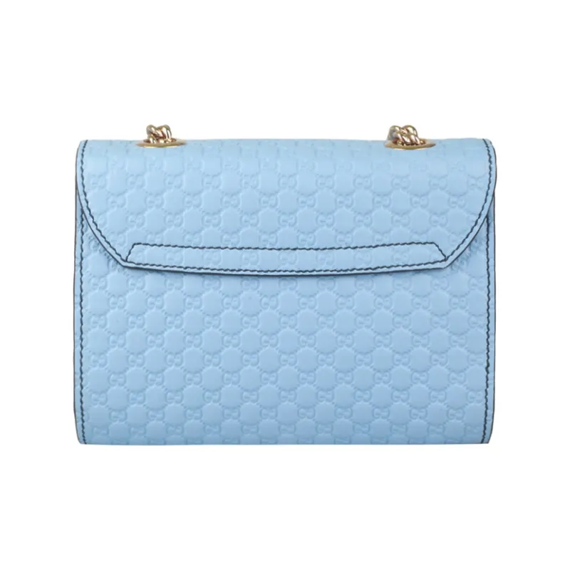 GUCCI Leather Shoulder Bag Crossbody Bag Small Size Women's Sky Blue-2