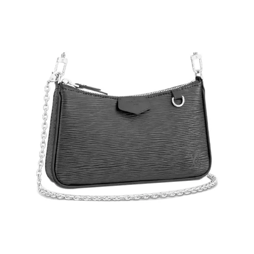 LOUIS VUITTON Easy Pouch On Strap Epi Leather Chain Bag Crossbody Bags Handbags Shoulder Bags Women's Black