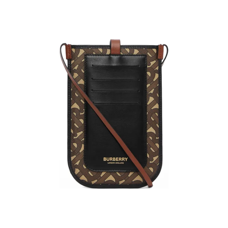 Burberry Monogram Print E Canvas Card And Phone Case With Strap Bridle Brown-1