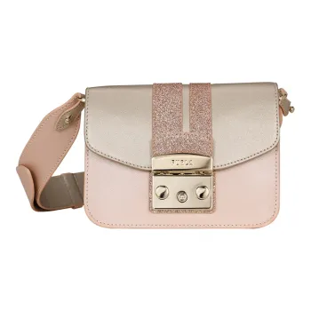 Furla Metropolis Collection Leather Shoulder Bag, Crossbody Bag Mini Women's Pink Gray