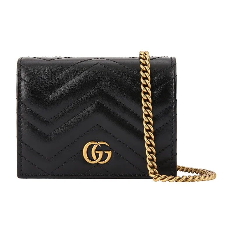 GUCCI GG Marmont Quilted Leather Shoulder Bag, Crossbody Bag Women's Black-0
