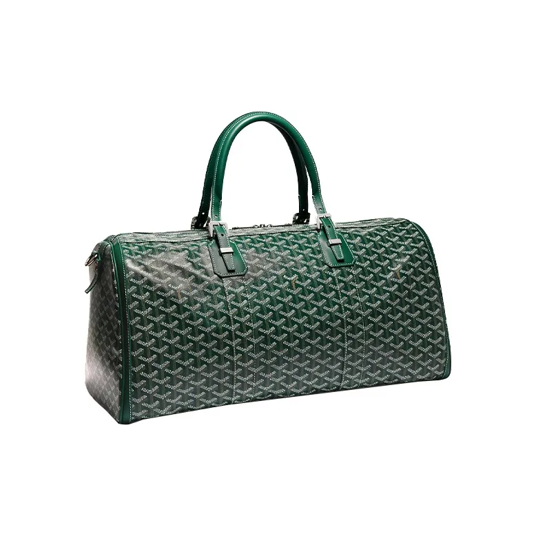 GOYARD Canvas With Leather Dog's Teeth Travel Tote Handbag Unisex Green-1