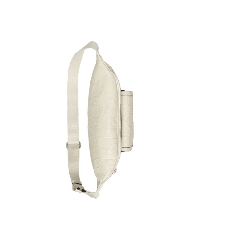 GUCCI Leather Fanny Pack Sling Bags Regular Men's White-4