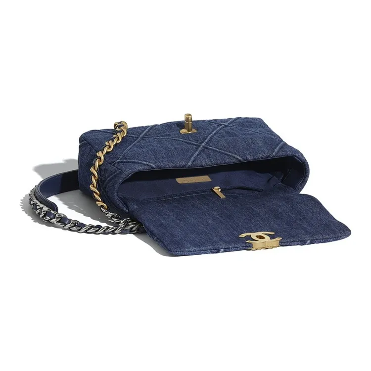 CHANEL 19Bag Denim Flap Bag, Shoulder Bag, Crossbody Bag Trumpets Women's Blue-2