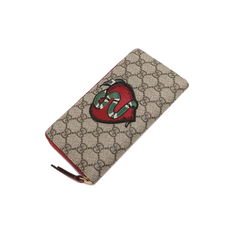 GUCCI Canvas Wallet Regular Unisex Ebony/Red-4