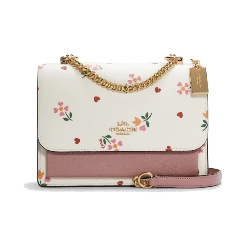 COACH Klare Coated Canvas With Leather Trunk Bag Shoulder Bag Crossbody Bag Small Size Women's Pink White Multicolor-0