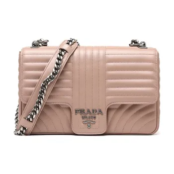 PRADA Cow Leather Small Square Bag Shoulder Bag Handbag Women's Nude