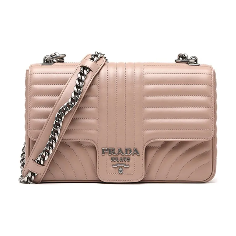 PRADA Cow Leather Small Square Bag Shoulder Bag Handbag Women's Nude-0