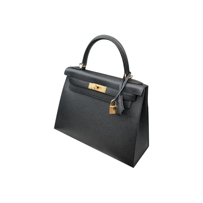 HERMES Kelly Epsom Leather Handbag Regular Women's Noir Black-3