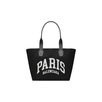 Balenciaga Cow Leather With Cotton Tote Bag Shopping Bag Shoulder Bag Handbag Large Size Women's Black