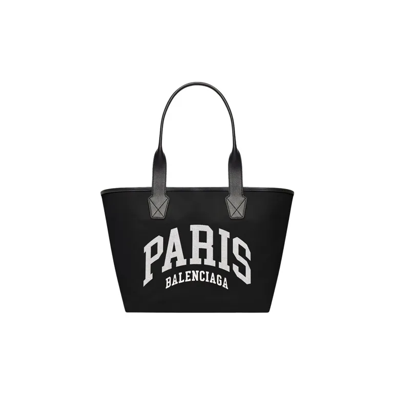 Balenciaga Cow Leather With Cotton Tote Bag Shopping Bag Shoulder Bag Handbag Large Size Women's Black-0