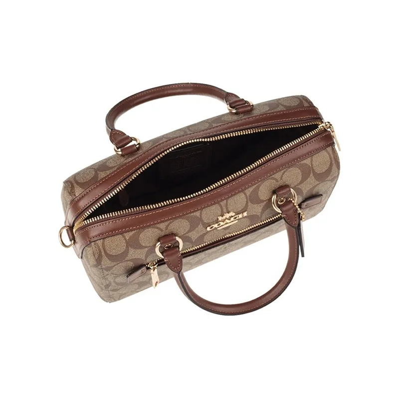 COACH PVC Boston Bag, Handbag, Crossbody Bag, Shoulder Bag Tubas Women's Khaki Monogram-4