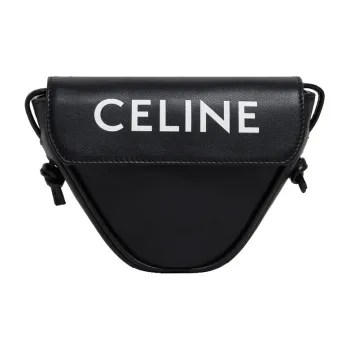 CELINE Leather Patchwork Cow Leather Handbag Coin Purse Shoulder Bag Crossbody Bag Mini Unisex Black