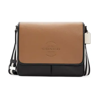 COACH Thompson Cow Leather Crossbody Bag, Map Bag, Shoulder Bag Unisex Elm Brown