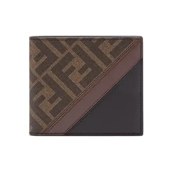 FENDI Canvas With Leather Wallet Men's Dark Brown