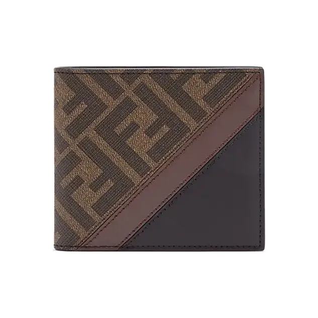 FENDI Canvas With Leather Wallet Men's Dark Brown-0