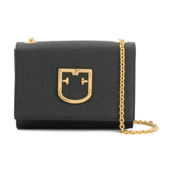 Furla Viva Leather Small Square Bag, Crossbody Bag Mini Women's Black