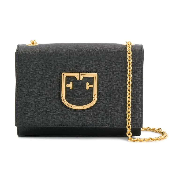 Furla Viva Leather Small Square Bag, Crossbody Bag Mini Women's Black-0