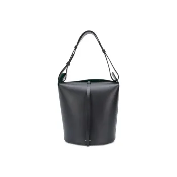Burberry Cow Leather Bucket Bags Handbags Large Size Women's Black
