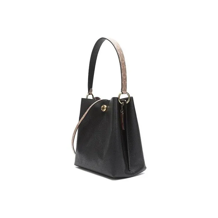 COACH Charlie Leather Bucket Bag Handbag Shoulder Bag Crossbody Bag Medium Size Women's Black-1