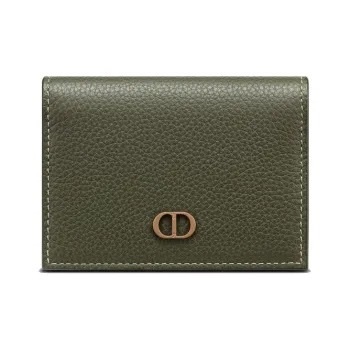 DIOR Grained Calfskin Business Card Holder Coin Purse Card Holder Men's Olive Green