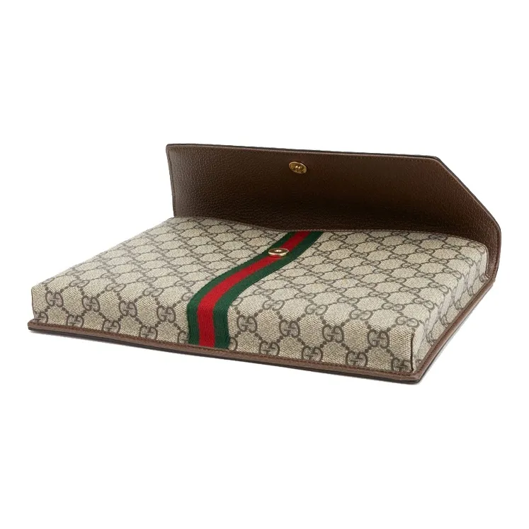 GUCCI Cow Leather Envelope Bag Clutches Regular Men's Ebony/Brown-3