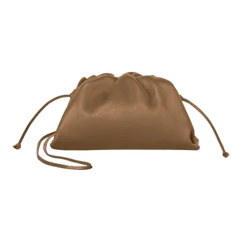 Bottega Veneta POUCH Cloud Bag Cow Leather One Shoulder Crossbody Clutch Mini Women's Teak