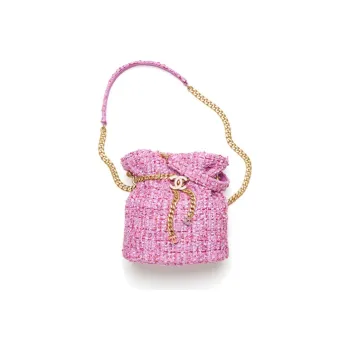 CHANEL Woolen Bucket Bag Handbag Shoulder Bag Crossbody Bag Women's Pink
