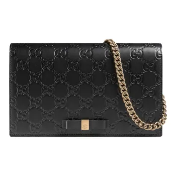 GUCCI Leather Wallet Shoulder Bag Crossbody Bag Regular Women's Black
