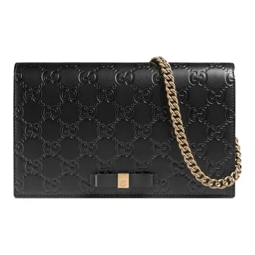 GUCCI Leather Wallet Shoulder Bag Crossbody Bag Regular Women's Black