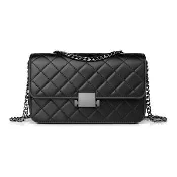 INJOYLIFE Lambskin Chain Bag Small Square Bag Shoulder Bag Crossbody Bag Regular Women's Black