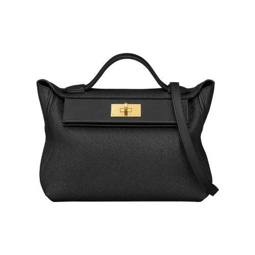HERMES 24/24 Maurice With Swift Calfskin Handbag Shoulder Bag Crossbody Bag Women's Black