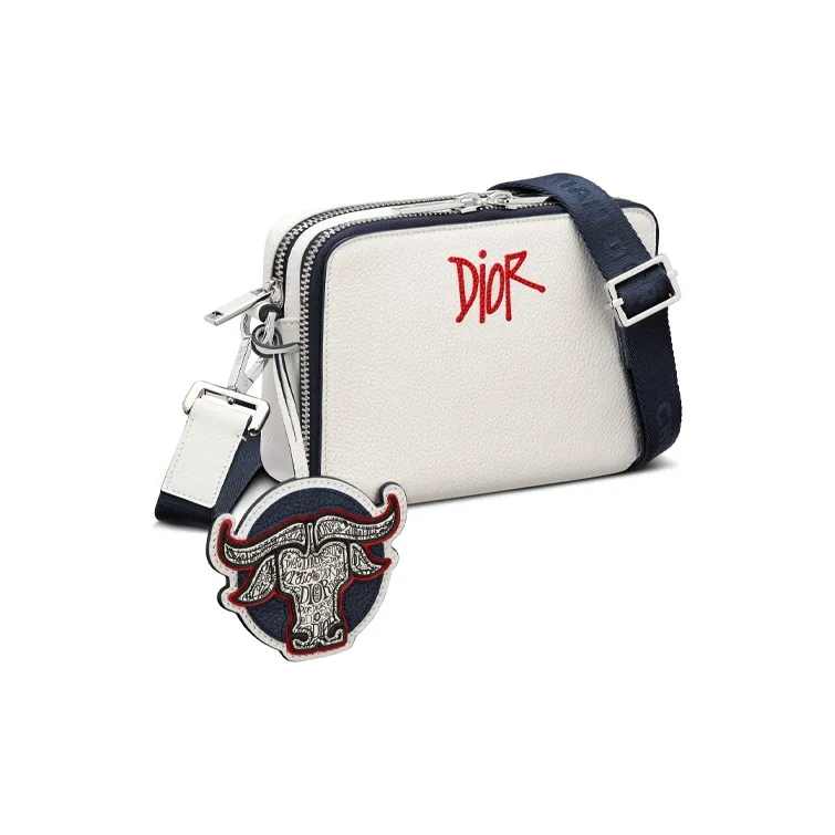 DIOR Grained Calfskin Clutches Shoulder Bags Men's White-2