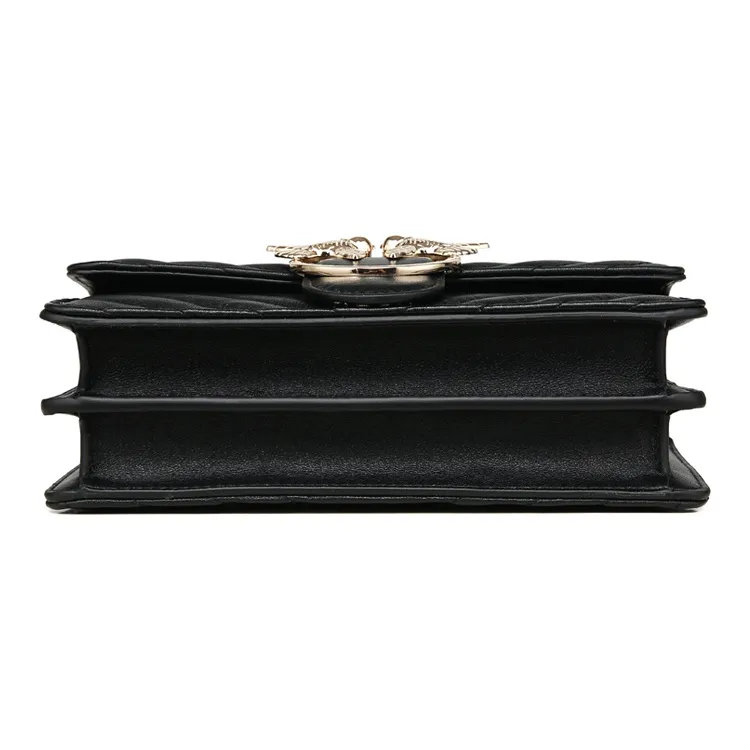 PINKO Quilt Leather Swallow Bag, Handbag, Shoulder Bag, Crossbody Bag Mini Women's Black/Black Gold-4
