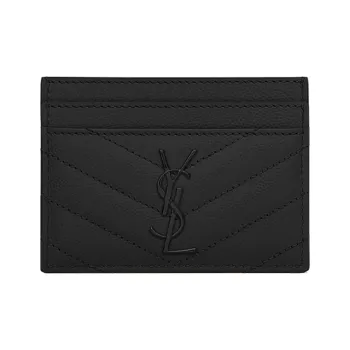 SAINT LAURENT Quilting Leather Card Holder Women's Black