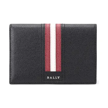 BALLY Leather Passport Holder Card Holder Zero Wallet Men's Black