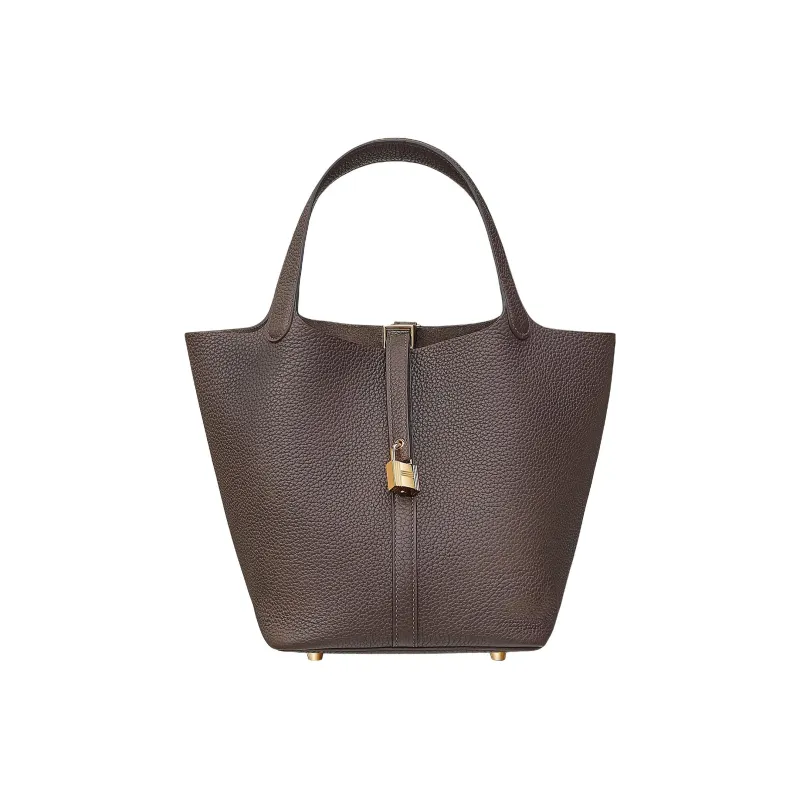 HERMES Picotin Lock Taurillon Clemence Leather Basket Bag, Bucket Bag, Handbag Women's 46 Ebene Ebony-4