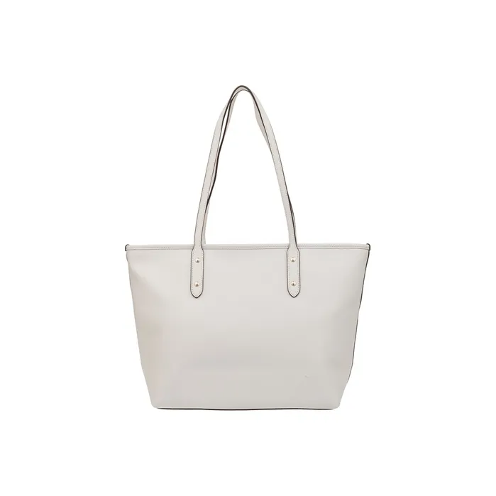COACH City Zip Tote Canvas With Leather Tote Bag Shopping Bag Shoulder Bag Women's Pearl White-2