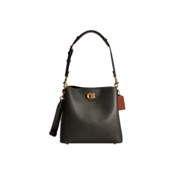 COACH Willow Leather Bucket Bag, Handbag, Shoulder Bag, Crossbody Bag Medium Size Women's Black