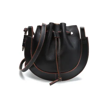 LOEWE Cow Leather Horseshoe Shoulder Bag Crossbody Bag Women's Black