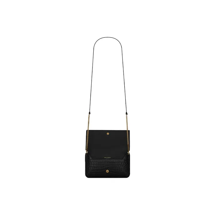 SAINT LAURENT CASSANDRE Calfskin Crossbody Bag With Cell Phone Pouch Women's Black-5