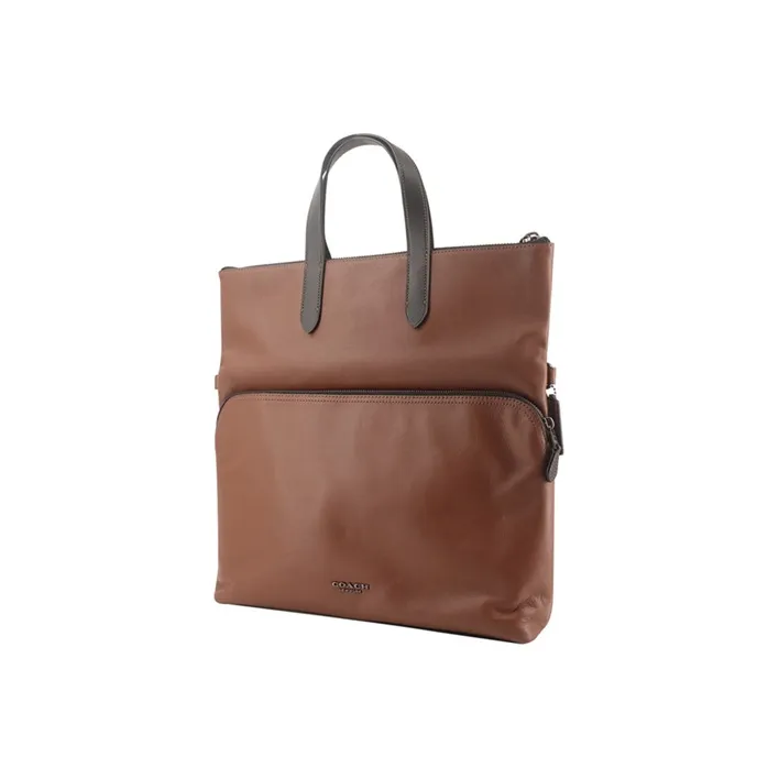 COACH Graham Leather Portable Briefcase Tote Large Size Men's Saddle Brown-1