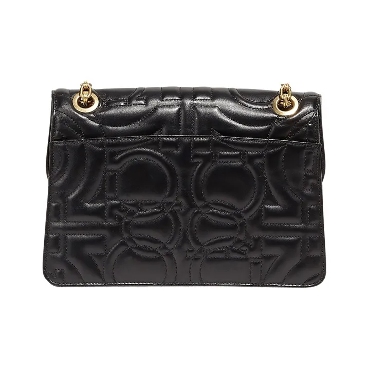 FERRAGAMO GANCINI Calfskin Shoulder Bag, Crossbody Bag Tubas Women's Black-2