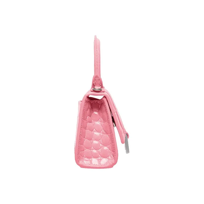 Balenciaga Embossed Cowhide Leather Hourglass Bag One Shoulder Handbag Crossbody Bag Mini Women's Pink-2
