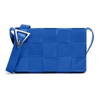 Bottega Veneta CASSETTE Cow Leather Tofu Bag Shoulder Bag Crossbody Bag Medium Size Men's Diamond Blue