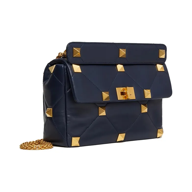 Valentino Roman Stud Lambskin Handbag, Crossbody Bag, Shoulder Bag Women's Blue-2