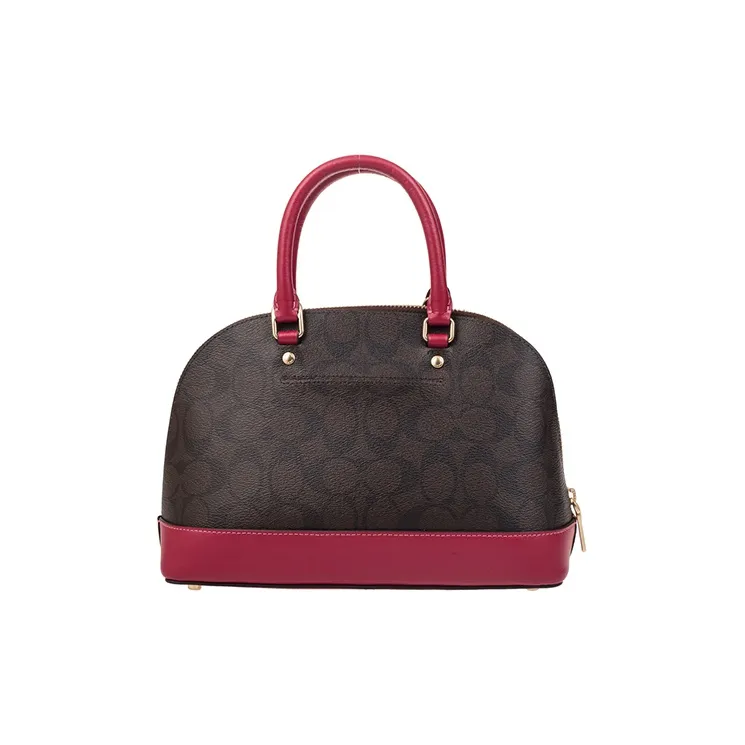 COACH Sierra PVC One Shoulder Handbag Small Size Women's Dark Brown & Red-1